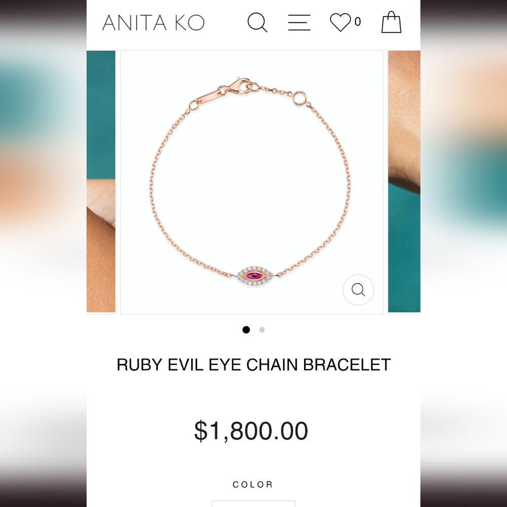 Anita Ko Ruby evil eye chain bracelet